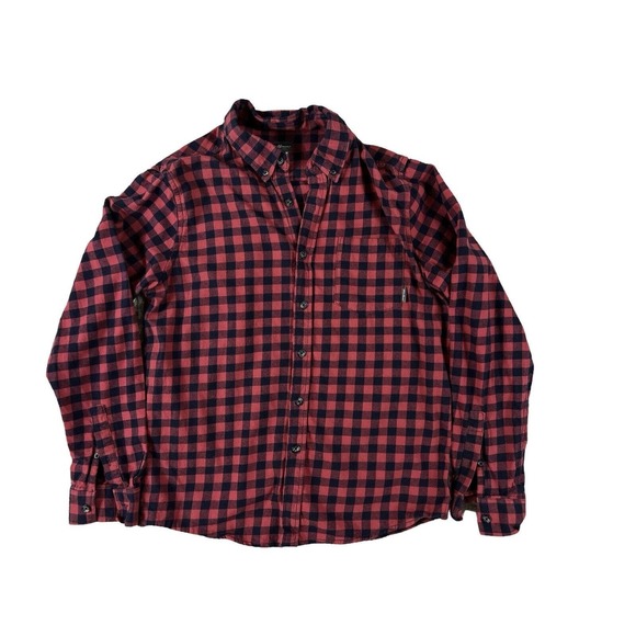 Eddie Bauer Men Long Sleeve Button Down Red Black Plaid Flannel Shirt Sz‎ M - Picture 1 of 7